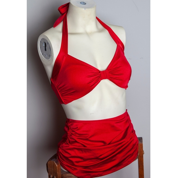 Unique Vintage Other - Vintage reproduction red bikini high waisted